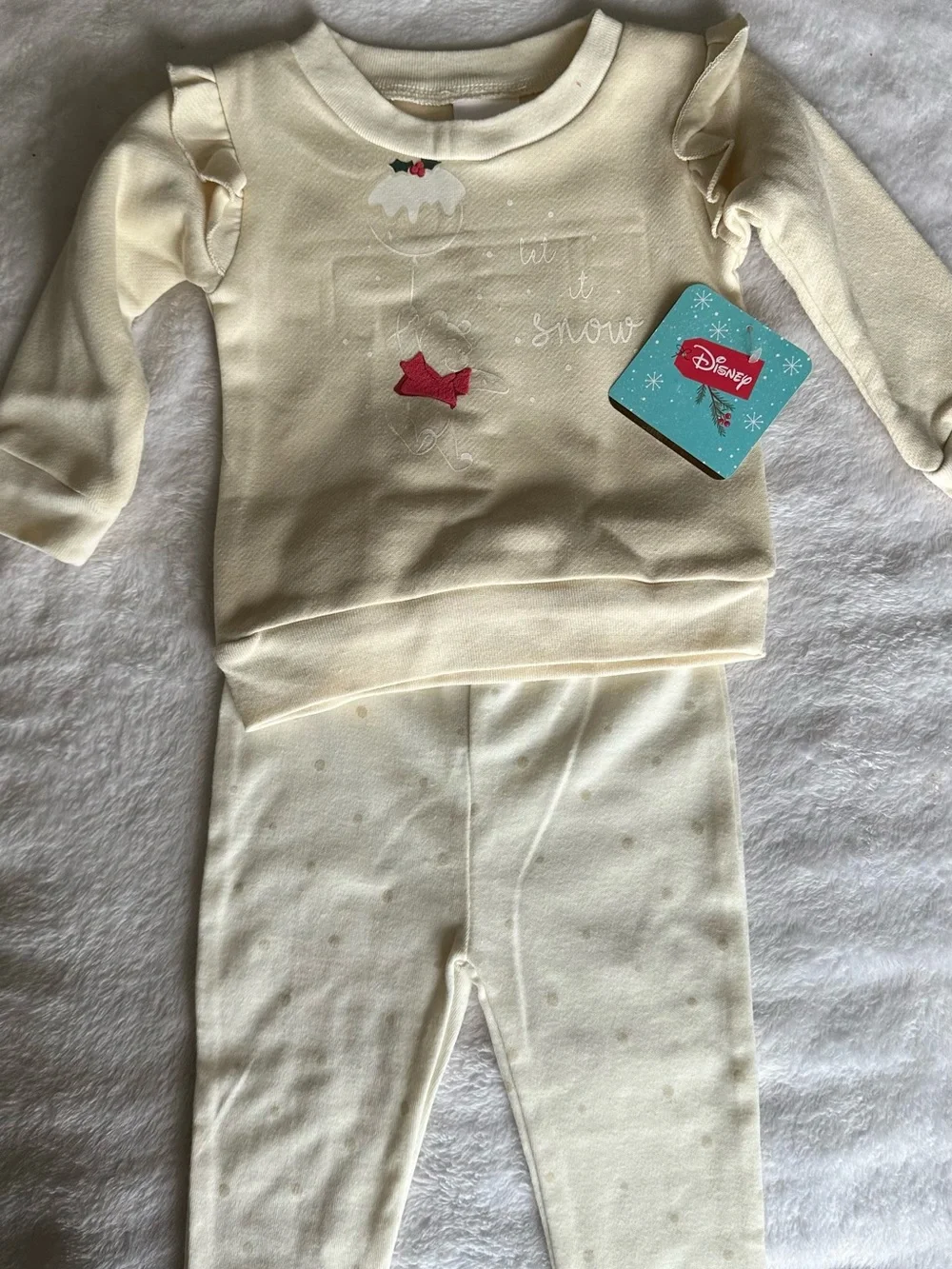 Disney Cream and Red Holiday Knit Top & Leggings Set